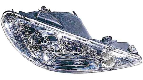 Faro Delantero Derecho Peugeot 206 año 2003 a 2009 CRISTAL LISO