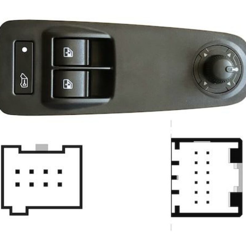 Mando Completo Botonera Elevalunas Puerta Delantera Izquierda + Bloqueo Puerta + Mando Espejos (2bot) 20pin Fiat Ducato año 2006 a 2020